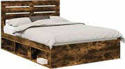 vidaXL Cadru de pat Stejar fumuriu 160 x 200 cm Lemn de pin masiv