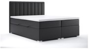 Pat matrimonial Boxspring 180 cm Ranaly (Negru piele ecologică) (cu sp. depozitare). 1044312
