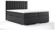 Pat matrimonial Boxspring 180 cm Ranaly (Negru piele ecologică) (cu sp. depozitare). 1044312