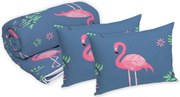Set Alcam 2 perne microfibra 50x70 cm si pilota matlasata 180x200 cm, Pink Flamingo