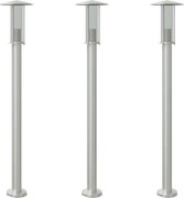 vidaXL Lămpi exterioare de podea 3 buc argintiu 100 cm oțel inoxidabil