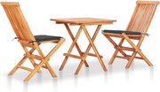 vidaXL Set mobilier bistro cu perne antracit, 3 piese, lemn masiv tec