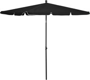 vidaXL Umbrelă de grădină cu stâlp, negru, 210x140 cm