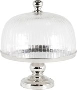 Platou cu picior si capac din sticla design LUX Giorgio, nickel 104406 HZ