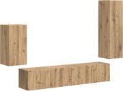vidaXL Set comodă TV Pe perete 4 pcs Stejar Artizanal Lemn compozit