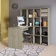 Birou cu biblioteca incorporata Artur, 120x75 cm, culoare sonoma, pal