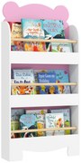 AIYAPLAY Bibliotecă pentru Copii 3 Rafturi în Formă de Ursuleț 55x15x110 cm, Roz | Aosom Romania