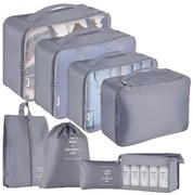 Set organizator pentru bagaje, 8 piese, gri
