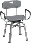 HOMCOM Scaun de Duș Rotativ cu Înălțime Reglabilă, Brațe și Spătar, Capacitate 150 kg, Gri | Aosom Romania