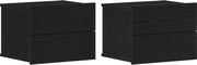 vidaXL Dulap de noapte cu sertar 2 pcs Stejar Negru 40 x 30 x 30 cm