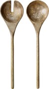 Set tacâmuri pentru salată din lemn masiv de mango, cu flori sculptate, 30.5x7.5 cm, „Tours"