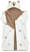 Pătură pentru copii cu glugă maro-crem din micropluș/cocolino 90x125 cm Cosy Bear – Catherine Lansfield
