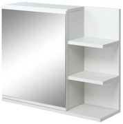 Kleankin Dulap Baie, Dulap cu Oglindă, cu 3 Rafturi Laterale, 60x18x50 cm, Alb | Aosom Romania