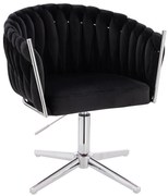 HR750CROSS Scaun Neagră din Catifea cu Bază Cromata