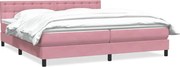 vidaXL Pat box spring cu saltea, roz, 180x210 cm, catifea