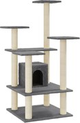vidaXL Ansamblu pisici cu stâlpi din funie de sisal, gri închis 110 cm