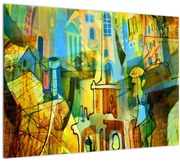 Tablou - Arhitectură, abstractizare cubistă (70x50 cm)