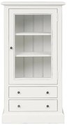 Vitrina, alba, din lemn de pin masiv, cu aspect vintage, small single, Country
