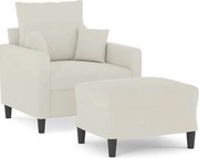 vidaXL Fotoliu canapea cu taburet, crem, 60 cm, catifea