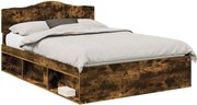 vidaXL Cadru de pat Stejar fumuriu 160 x 200 cm Lemn de pin masiv