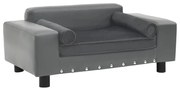 vidaXL Canapea pentru câini, gri, 81x43x31 cm, pluș &amp; piele ecologică