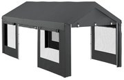 Outsunny Pavilion de Grădină cu Înălțime Reglabilă, 4 Uși și 4 Ferestre, 6x3 m, Gri Închis | Aosom Romania