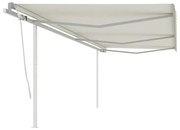 vidaXL Copertină retractabilă manual cu stâlpi, crem, 6x3 m