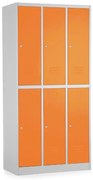 Dulap metalic - 6 cutii, 90 x 45 x 185 cm, incuietoare cu cilindru, portocaliu - ral 2004