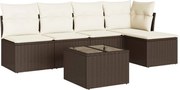 vidaXL Set canapele de grădină cu perne, 6 piese, maro, poliratan