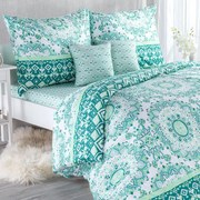 Set lenjerii de pat pentru familii HILDY, cu cearceafuri şi feţe pernuţe set 4 piese pentru un pat simplu