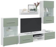 vidaXL Unități TV 5 piese cu iluminare LED Lemn prelucrat verde măslin