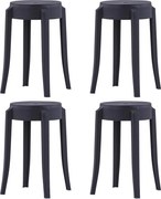 vidaXL Scaune stivuibile 4 buc., negru, plastic