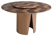 Masa rotunda cu blat central pivotant design LUX Walnut 150cm