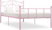vidaXL Cadru de pat, roz, 90 x 200 cm, metal