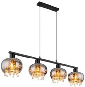 Lustra 4L design modern Corry negru, fumuriu