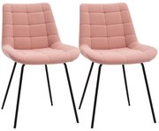 HOMCOM Set de 2 Scaune de Dining Scaune Accent Scaune de Bucatarie, Design Retro, Aspect de Catifea, 50 cm x 61 cm x 79 cm, Roz | Aosom Romania