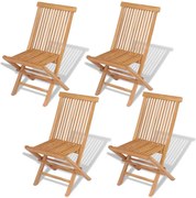 vidaXL Scaune de grădină pliabile, 4 buc., lemn masiv de tec