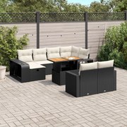 vidaXL Set canapele de grădină cu perne, 11 piese, negru, poliratan