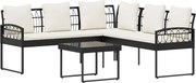 vidaXL Set de canapele pentru grădină cu pernă 2 pcs Negru și Crem