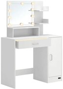 Deuba Masuta de toaleta Jocelyn cu iluminare LED 90x38x137 cm - alba