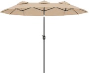 Outsunny Umbrelă de Grădină Dublă Înclinabilă la 45° cu Manivelă şi 3 Orificii de Ventilaţie, 295x152x222 cm, Cafeniu | Aosom Romania