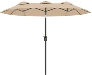 Outsunny Umbrelă de Grădină Dublă Înclinabilă la 45° cu Manivelă şi 3 Orificii de Ventilaţie, 295x152x222 cm, Cafeniu | Aosom Romania