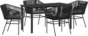 vidaXL Set de masă pentru grădină cu pernă 5 pcs Negru
