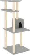 vidaXL Ansamblu pisici cu stâlpi din funie sisal, gri deschis, 123 cm