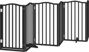 vidaXL Poartă câini pliabilă cu ușă 6 panouri negru, 300 cm, lemn plop
