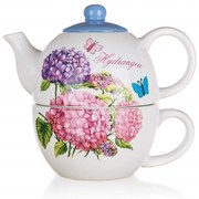 Ceainic ceramic Banquet HYDRANGEA, cu ceașcă