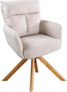 Set de 2 scaune pivotante picioare din lemn Big George sampanie greige texturat