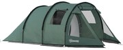Outsunny Cort de camping pentru 3-4 persoane, două camere interioare, fereastră de plasă, verde, 4,75 x 2,64 x 1,72 m | Aosom Romania