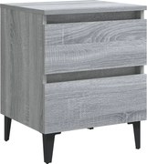 vidaXL Noptieră cu picioare din metal, gri sonoma, 40x35x50 cm