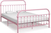 vidaXL Cadru de pat, roz, 120 x 200 cm, metal
